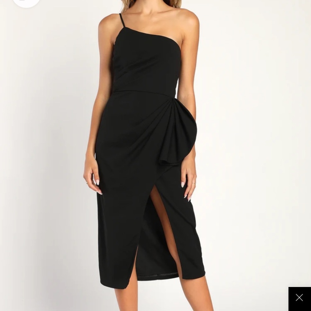Lulus Love you best black one shoulder dress xs New with tag